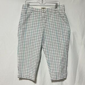 Lee Womens Cotton Blend Plaid Cropped Pants Sz 16M